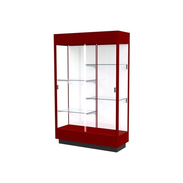 Waddell Display Case Of Ghent Heritage Lighted Floor Display Case 48"W x 70"H x 18"D Hardwood Cordovan Finish White Back 893M-WB-C - main